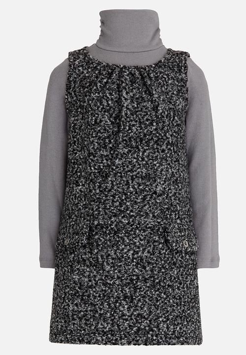 MINOTI - 2 Piece Wool Dress & Polo Neck Top Set Dark Grey
