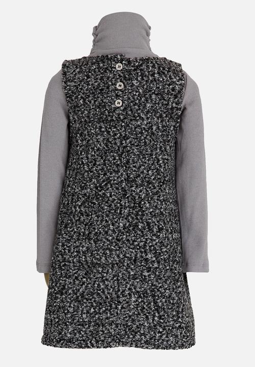 MINOTI - 2 Piece Wool Dress & Polo Neck Top Set Dark Grey