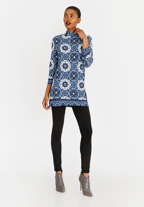 edit - 3/4 Sleeve Tunic Blue