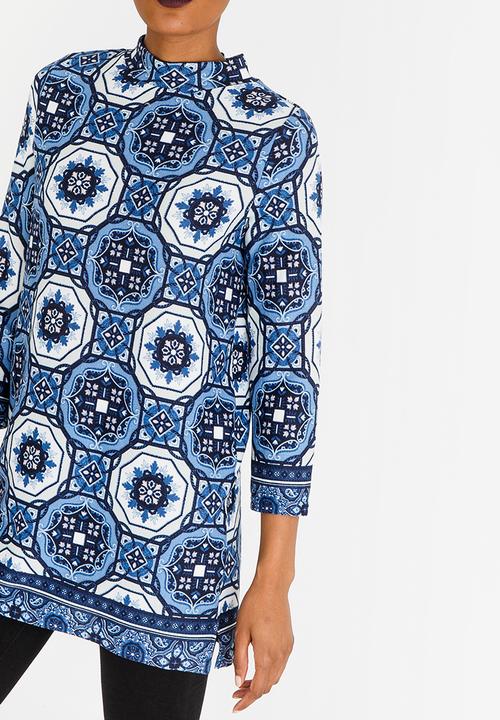edit - 3/4 Sleeve Tunic Blue