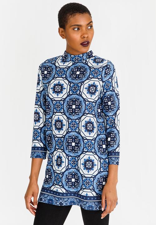 edit - 3/4 Sleeve Tunic Blue