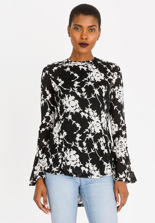 Revenge - Long Sleeve Top Black and White