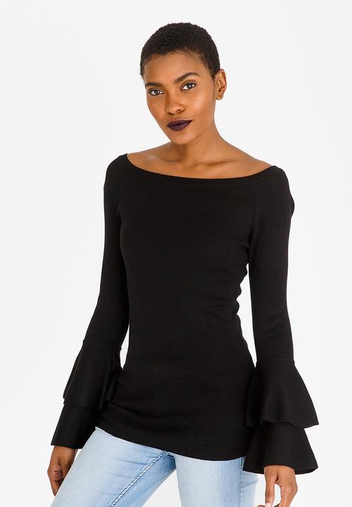 Revenge - Off Shoulder Bell Sleeve Top Black