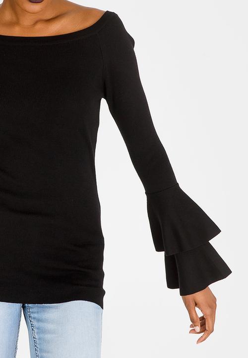 Revenge - Off Shoulder Bell Sleeve Top Black
