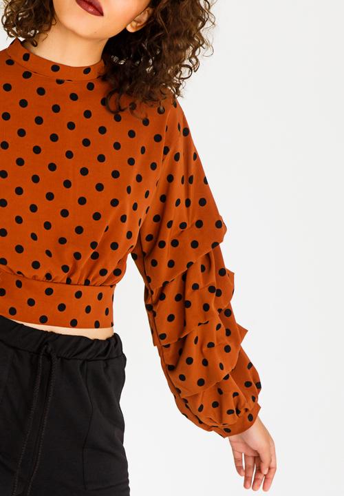 STYLE REPUBLIC - Ruched Sleeve Blouse Rust