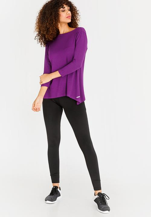 Lithe - Twist Back 3/4  Sleeve Tee Dark Purple