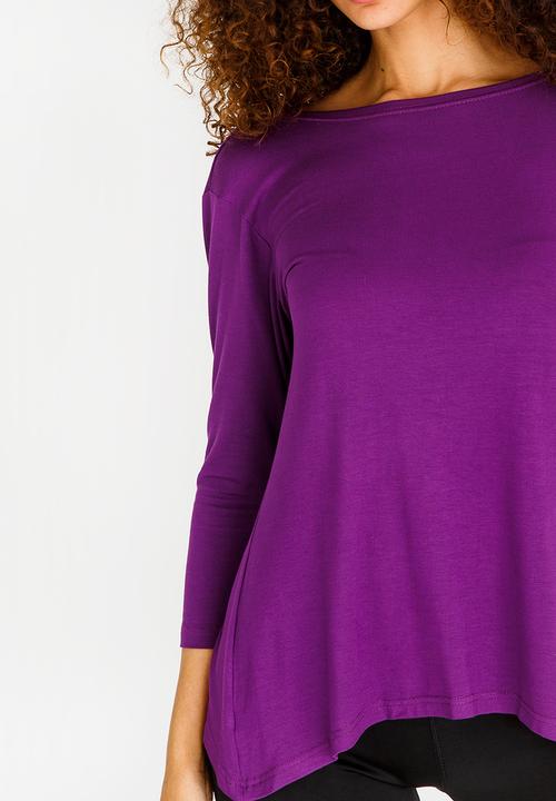 Lithe - Twist Back 3/4  Sleeve Tee Dark Purple