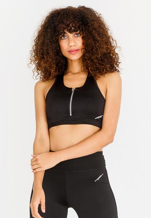 Lithe - Bra with Metallic Zip Black