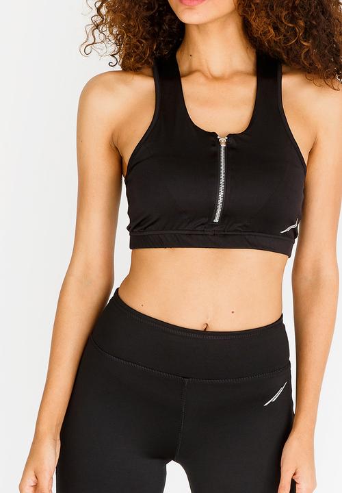 Lithe - Bra with Metallic Zip Black