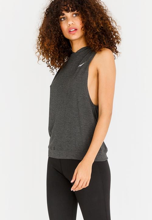 Lithe - Sleeveless Hooded Top Grey