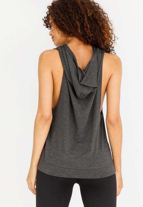 Lithe - Sleeveless Hooded Top Grey