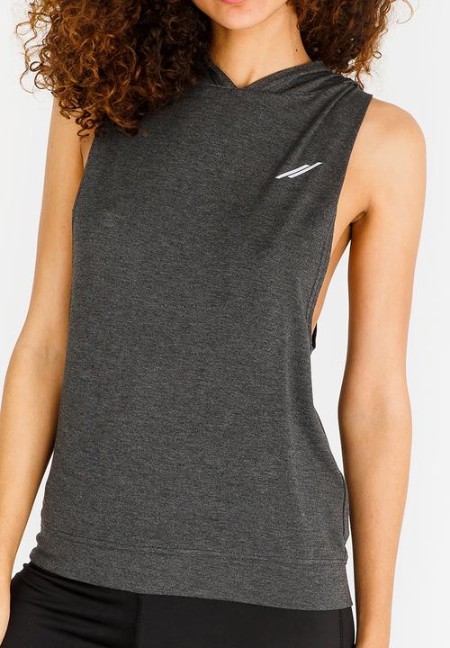 Lithe - Sleeveless Hooded Top Grey