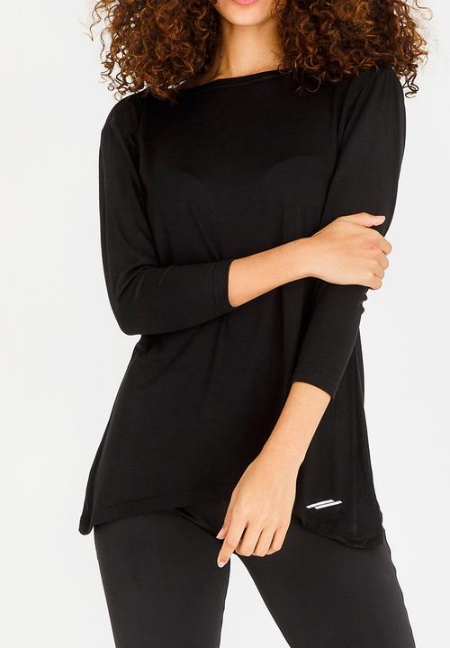 Lithe - Twist Back 3/4  Sleeve Tee Black