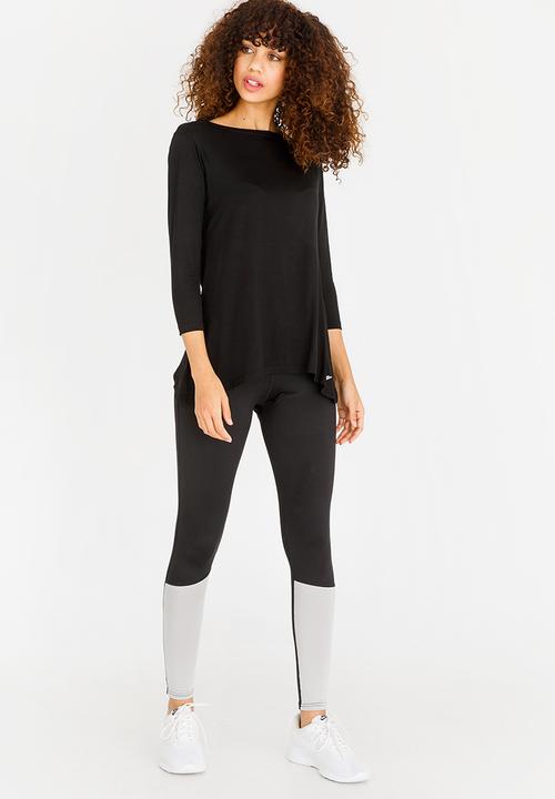 Lithe - Twist Back 3/4  Sleeve Tee Black