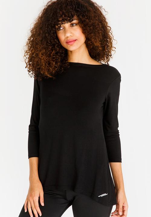 Lithe - Twist Back 3/4  Sleeve Tee Black