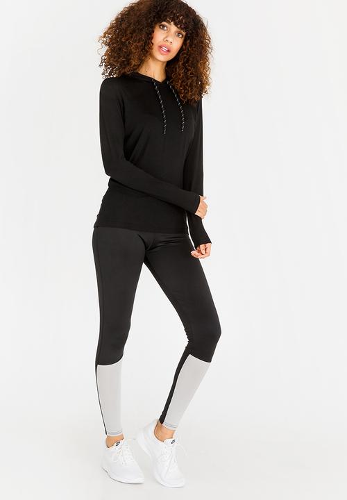 Lithe - Open Back Hooded Top Black