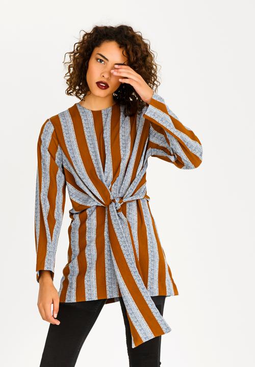 STYLE REPUBLIC - Self-tie Blouse Multi-colour