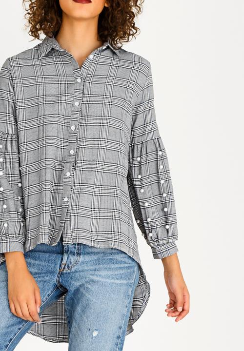 STYLE REPUBLIC - Check Pearl Detail Shirt Multi-colour