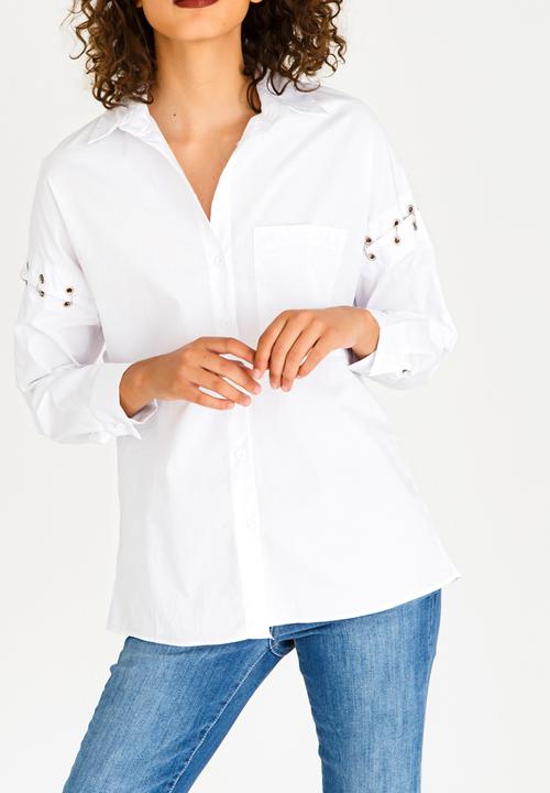 STYLE REPUBLIC - Pierced Sleeve Shirt White