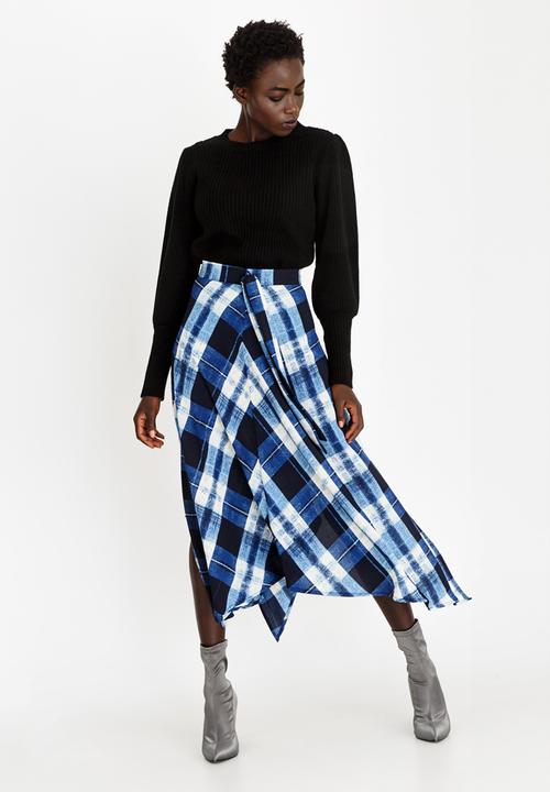 STYLE REPUBLIC - Asymmetrical Skirt Blue and White