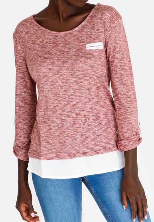 JEEP - Slinky Pocket Tee Burgundy
