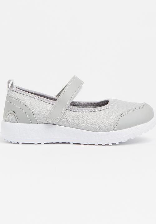 Pop Candy - Velcro Strap Slip On Grey