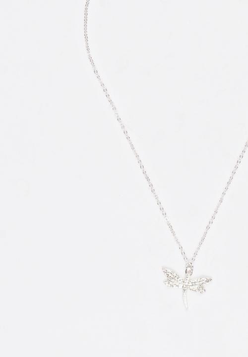 Jewels and Lace - Dragonfly Necklace Silver