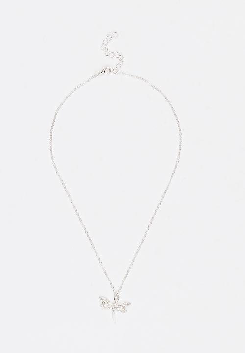 Jewels and Lace - Dragonfly Necklace Silver