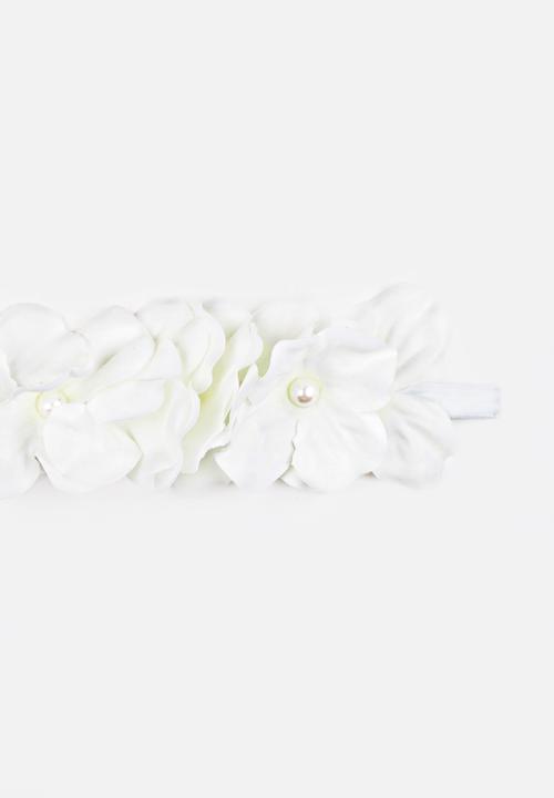 Jewels and Lace - Flower Headband White