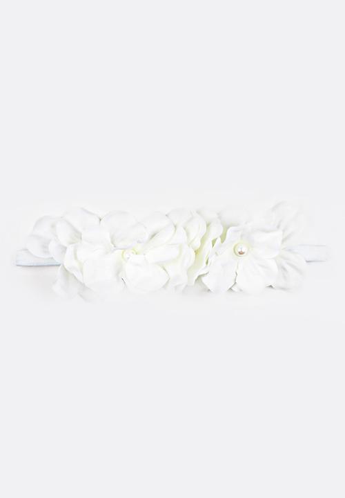 Jewels and Lace - Flower Headband White