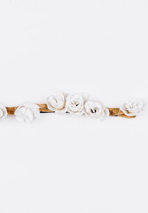 Jewels and Lace - Rose Headband White