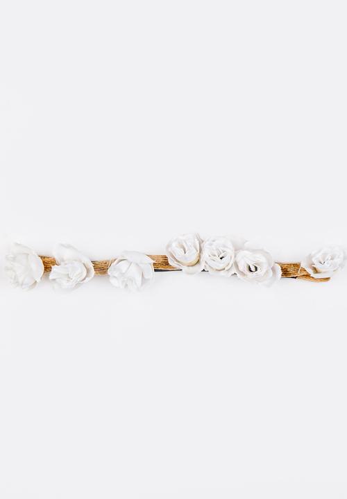 Jewels and Lace - Rose Headband White