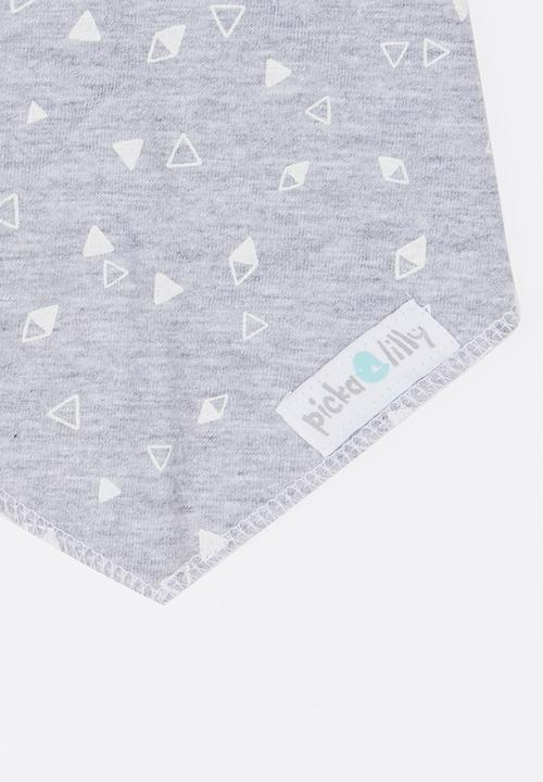 Pickalilly - Triangle Print Bandana Bib Grey