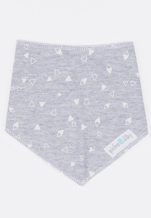 Pickalilly - Triangle Print Bandana Bib Grey