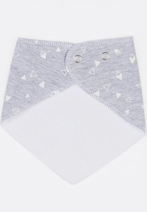 Pickalilly - Triangle Print Bandana Bib Grey