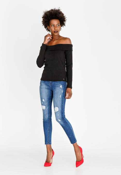 SISSY BOY - Slouchy Bardot Top Black