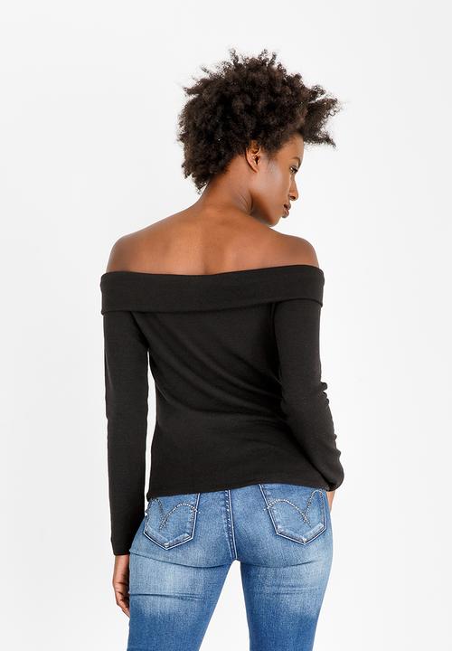 SISSY BOY - Slouchy Bardot Top Black