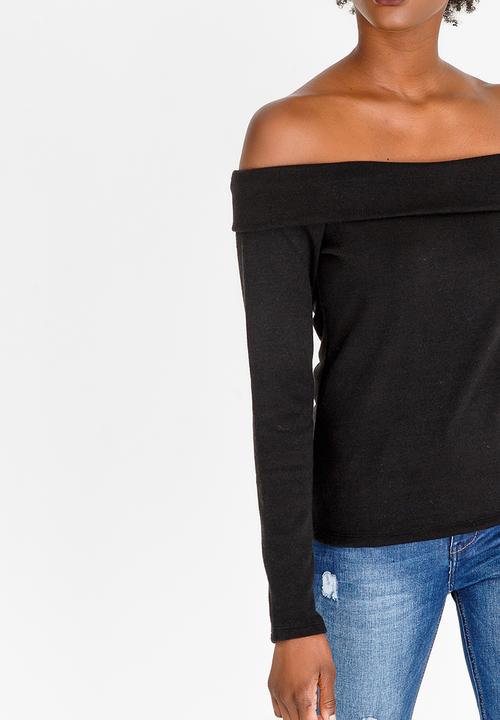 SISSY BOY - Slouchy Bardot Top Black