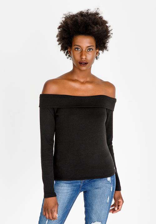 SISSY BOY - Slouchy Bardot Top Black