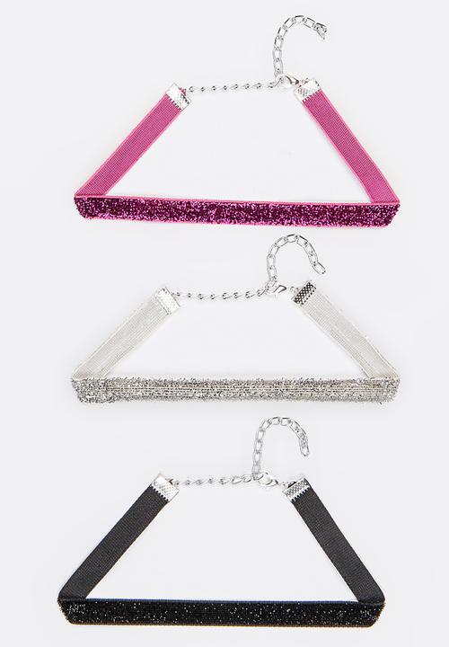 Jewels and Lace - Glitter Chocker Twin Pack Multi-colour
