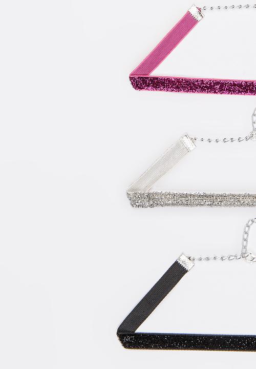 Jewels and Lace - Glitter Chocker Twin Pack Multi-colour