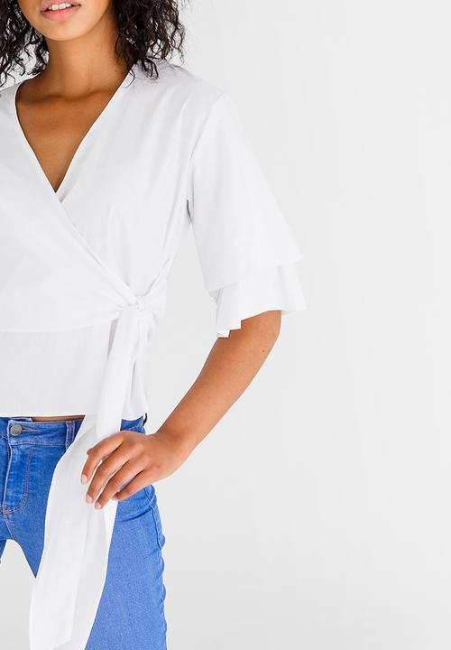 STYLE REPUBLIC - Sleeve Detail Wrap Blouse White