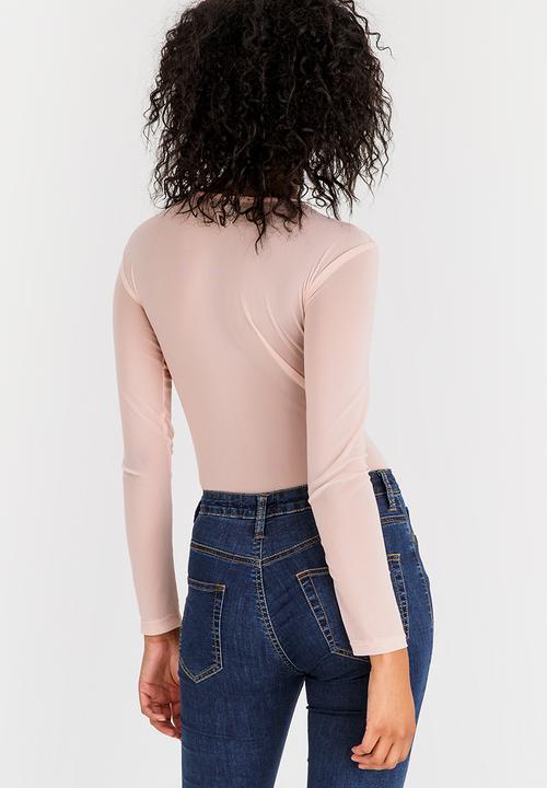 STYLE REPUBLIC - Embroidered Mesh Bodysuit Rose