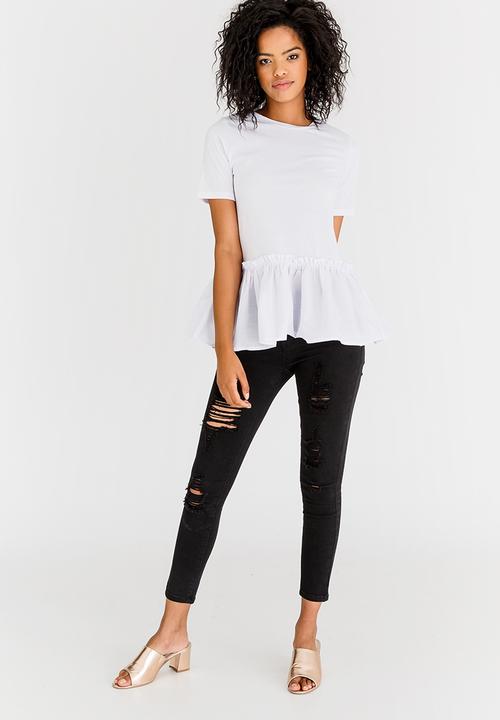 STYLE REPUBLIC - Frill Hem T-shirt White