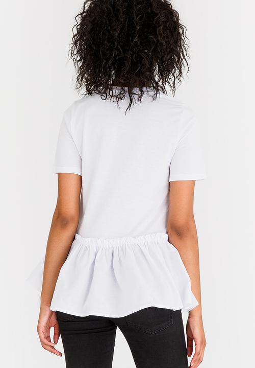 STYLE REPUBLIC - Frill Hem T-shirt White