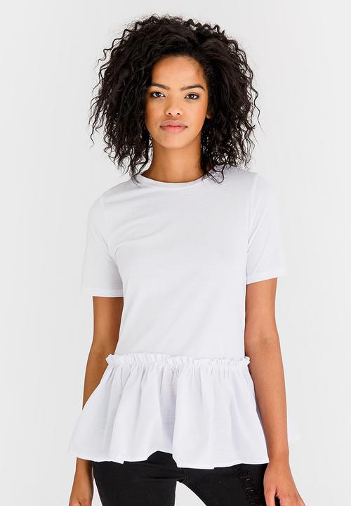 STYLE REPUBLIC - Frill Hem T-shirt White