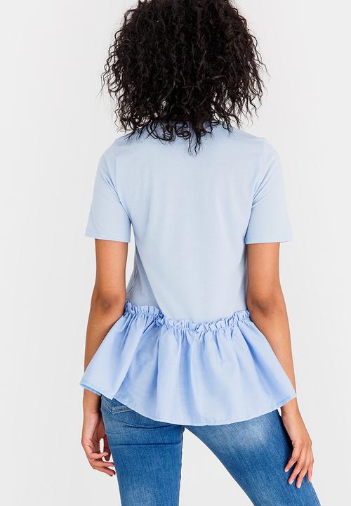 STYLE REPUBLIC - Frill Hem T-shirt Pale Blue