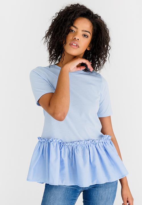 STYLE REPUBLIC - Frill Hem T-shirt Pale Blue