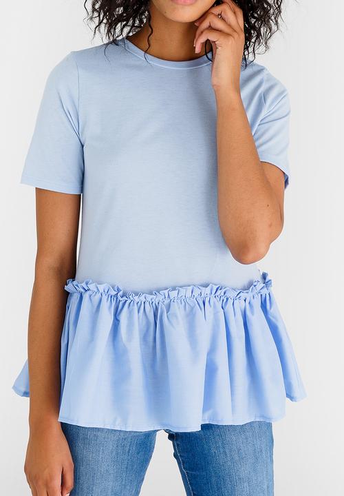 STYLE REPUBLIC - Frill Hem T-shirt Pale Blue