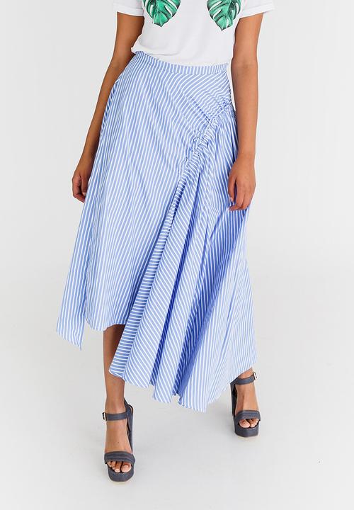 STYLE REPUBLIC - Asymmetrical Skirt Blue and White